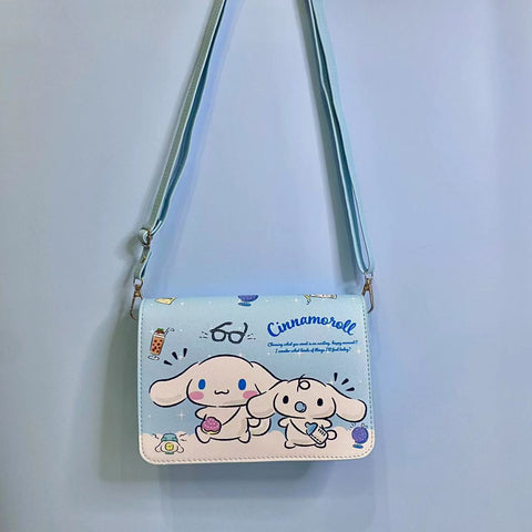 Cartoon Large-capacity Square Leather Waterproof Shoulder Bag Shopping Shoulder Strap Adjustable Magnetic Buckle Crossbody Bag Large