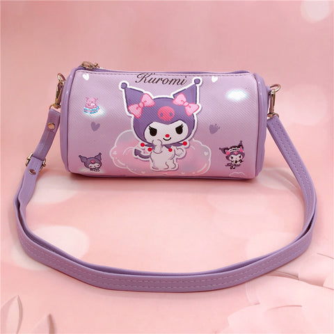 Sanrio Leather Waterproof Zippered Satchel Student Stationery Pencil Storage Children's Universal Horizontal Shoulder Roller Bag