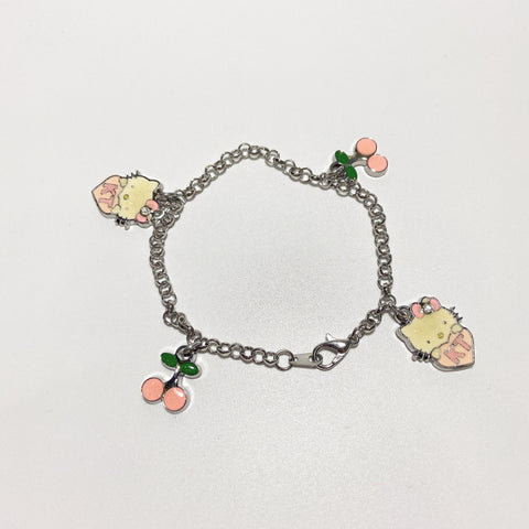 Cute KT Children's Simple and Fashionable Women's Colorful Zirconium Diamond Small Cat Sweet Bracelet Handicraft Fashion Jewelry