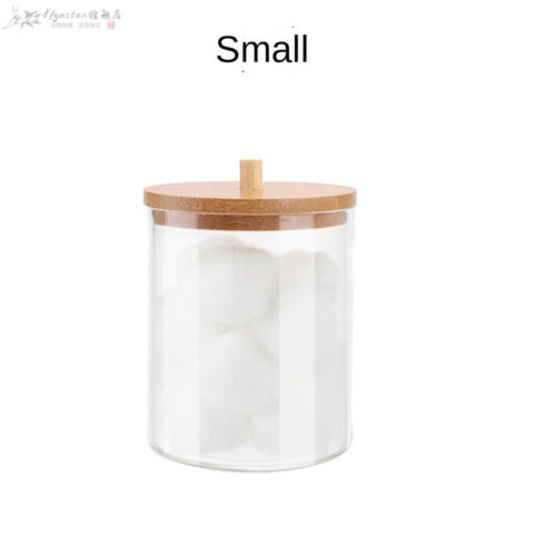 Cotton storage box cotton swabs storage bamboo cover acrylic portable round container cotton puff storage box home64