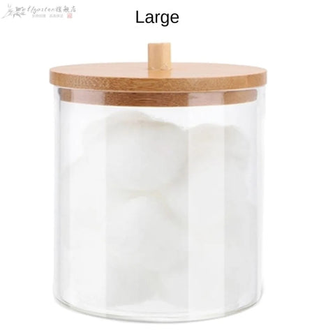 Cotton storage box cotton swabs storage bamboo cover acrylic portable round container cotton puff storage box home64