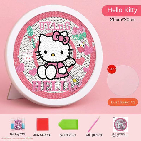 Sanrio Diamond Painting Full of Diamonds Round Framed DIY Handmade Material Bag Set Diamond Sticker