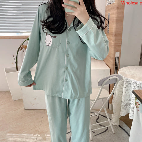 Pochacco Pajamas Women's Autumn and Winter Cotton Long Sleeve Cute Student Home Suit Two Piece Set