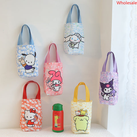 New Cartoon Canvas Water Bottle Bag, Insulated Cup, Handbag, Umbrella Storage