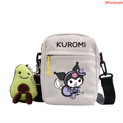 Kuromi Kuromi Backpack Anime Peripheral Diagonal Cross Bag Fashion Printed Small Square Bag Single Shoulder Diagonal Cross Men's and Women's Backpack