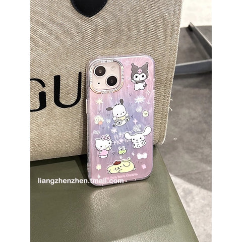 Pink Advanced Feather GauzCute Sanrio iPhone Case Full Body Protective Case For IPhone 11-15 Pro Max