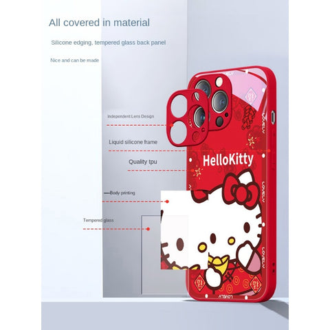 New Year Cute KT Cat Apple 15 Phone Case IPhone 14 Kitty Cat 13 Kuromi 11 Melody 12 Promax Chinese New Year 15 Plus New XS Women's XL Celebration Mini Red 8p Set