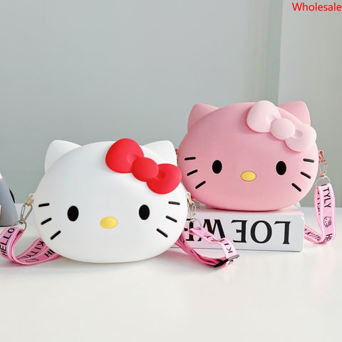 New Sanrio Mobile Phone Bag Mini Shoulder Crossbody Bag Cat Head Shoulder Bag Children's Coin Purse