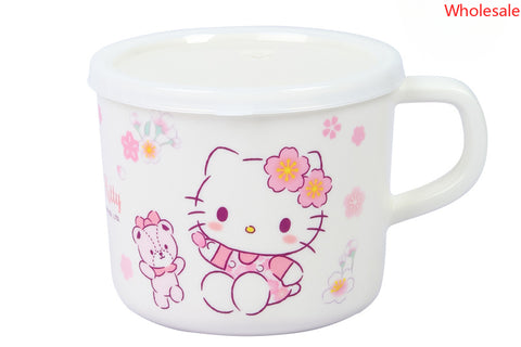 Sanrio Bowl Cherry Blossom Hello Cat Melamine Tableware Kids Cutlery Baby Bowl Kids Water Cup Dinner Plate Cute Cartoon