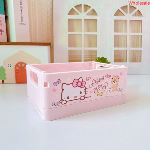 Sanrio Storage Box Desktop Folding Portable Small Box Living Room Plastic Sundries Box Cosmetic Storage