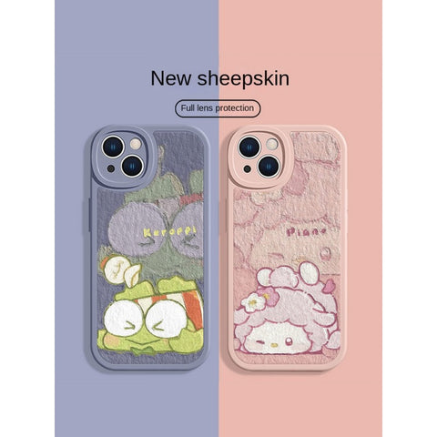 Suitable for Apple 15pro Phone Case 14 Sanrio IPhone 13 New 12pro Oil Painting Style 11pro Cat Xsmax Kuromi Xr Cute 8plus7 Sheepskin X Full Package Anti Drop 6 Sets