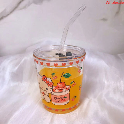 Kitty Cat Glass Breakfast Cup Drink Cup