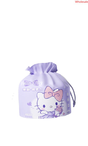 Sanrio Kitty Facial Towel 3D Pearl Pattern Disposable Thickened Cotton Towel Dry Wet Dual-use