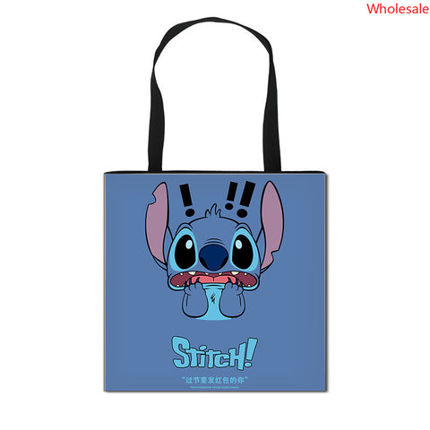 2023 New Stitchy Shopping Bag Cute Cartoon Peripheral Portable Handbag Large Polyester Storage Bag