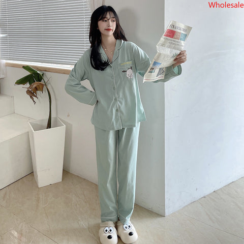 Pochacco Pajamas Women's Autumn and Winter Cotton Long Sleeve Cute Student Home Suit Two Piece Set