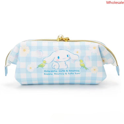 Sanrio Student Stationery Storage Bag PU Leather Cosmetic Bag Pearl Zipper Head Storage Bag