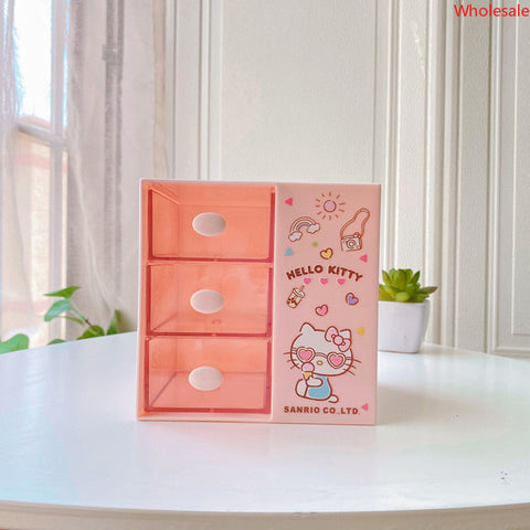 Cute Sanrio Girl Heart Desktop Multi-cosmetic Storage Box Creative Student Dormitory Pen Holder