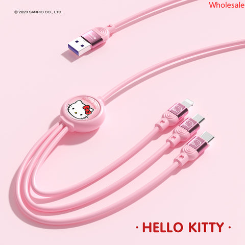 Sanrio 66W Super Fast Charging Data Cable, Flash Charging, One Drag Three Charging Cable, Applicable To Apple Typec