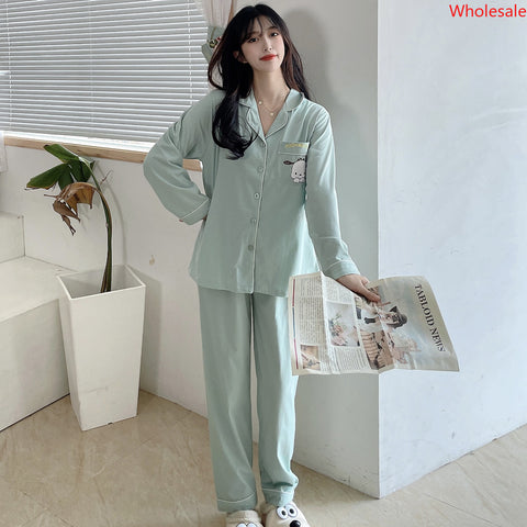 Pochacco Pajamas Women's Autumn and Winter Cotton Long Sleeve Cute Student Home Suit Two Piece Set