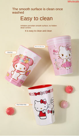 Sanrio High Beauty Drink Cup Hello Kitty Cute Cartoon Cup Melody Children's Mouthwash Cup Ins Water Cup