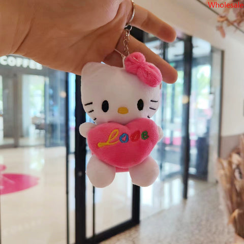 Toy KT Cat Plush Doll Key Chain Pendant Love Kitten Couple Bag Ornaments Grab Machine Doll.