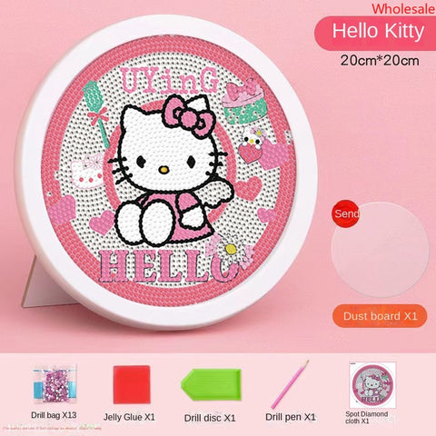 Sanrio Diamond Painting Full of Diamonds Round Framed DIY Handmade Material Bag Set Diamond Sticker