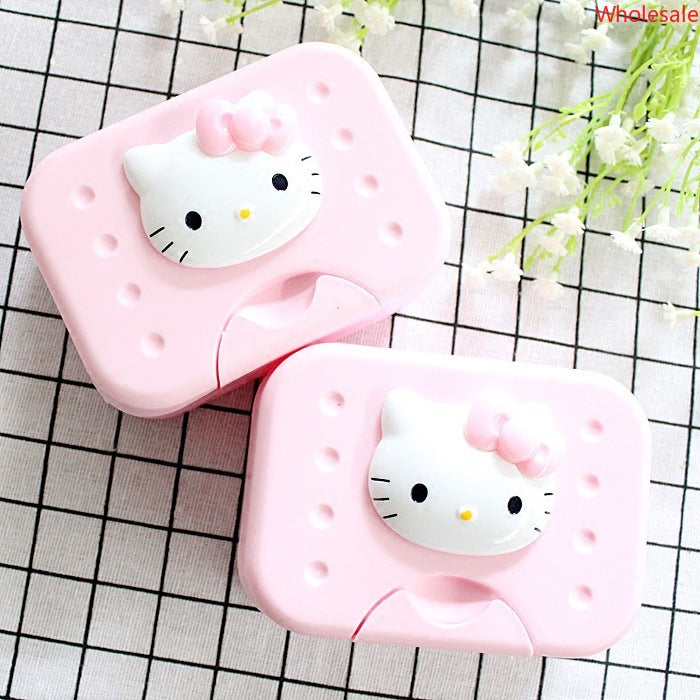 Kitty Soap Box Cartoon Cute Personality Soap Box Travel with Cover Seal Soap Dish Household with Buckle Wash Face