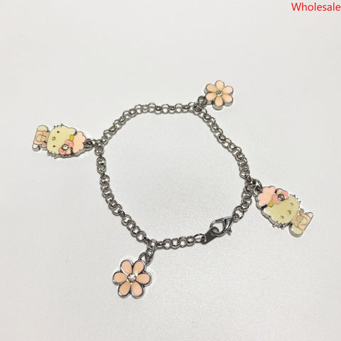 Cute KT Children's Simple and Fashionable Women's Colorful Zirconium Diamond Small Cat Sweet Bracelet Handicraft Fashion Jewelry