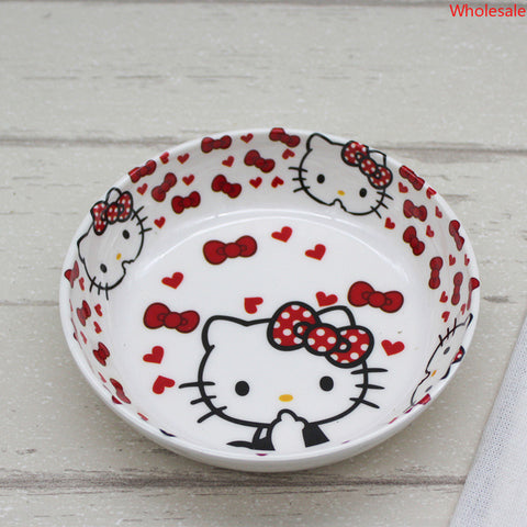 Sanrio Tableware 5-inch Snack Plate Cartoon Cute Creative Fruit Plate Anti Drop Melamine Imitation Porcelain Round Plate