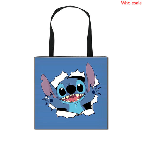 2023 New Stitchy Shopping Bag Cute Cartoon Peripheral Portable Handbag Large Polyester Storage Bag