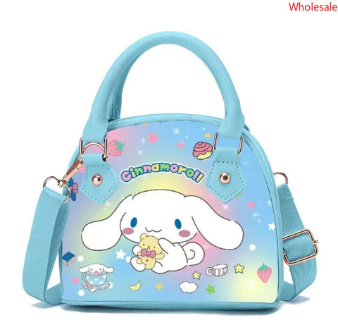 Sanrio Printed Gradient Zipper Handbag Leather Waterproof Crossbody One Shoulder Small Bag