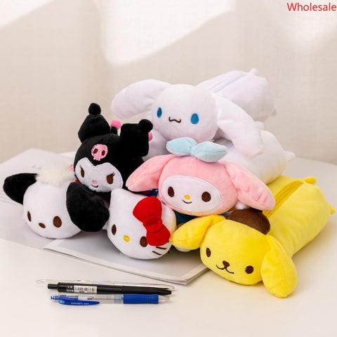 Sanrio Pencil Bag Women's Plush Toy Stationery Box Large Capacity Student Storage Bag Multifunctional Korean Pencil Bag