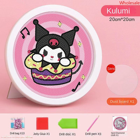 Sanrio Diamond Painting Full of Diamonds Round Framed DIY Handmade Material Bag Set Diamond Sticker