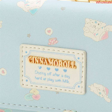 Sanrio Square Small Square Bag Blue Single Magnetic Button Letter Korean Fashion 3D Short Wallet