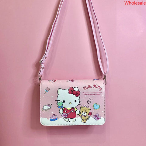 Cartoon Large-capacity Square Leather Waterproof Shoulder Bag Shopping Shoulder Strap Adjustable Magnetic Buckle Crossbody Bag Large