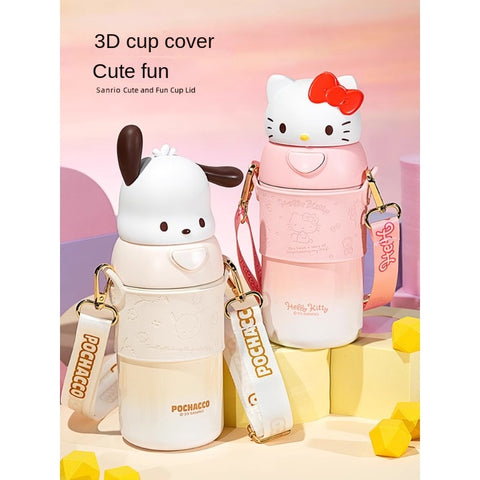 Kuromi Insulated Cup, Female Student Sanrio Portable Water Cup, HelloKitty Children's Cute Straw Cup 2208