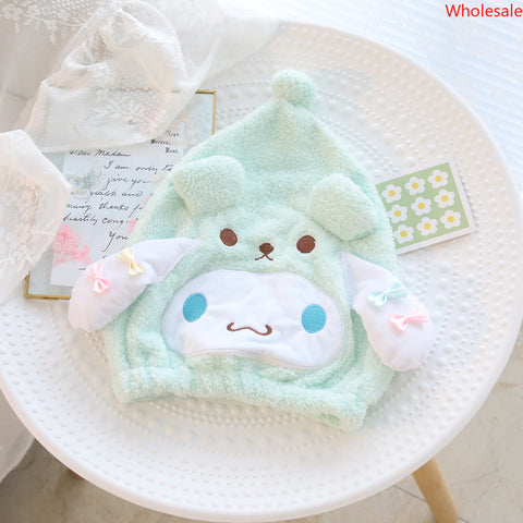 Sanrio Water Absorbent Quick Drying Hair Cap Girl Thickened Headband Wrapped Hair Bath Cap Coral Plush Hair Wipe Dry Hair Cap