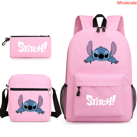 Shi Diqi Cartoon Printed Bag Set of Three Shi Dizai Pencil Case Shoulder Bag Backpack.