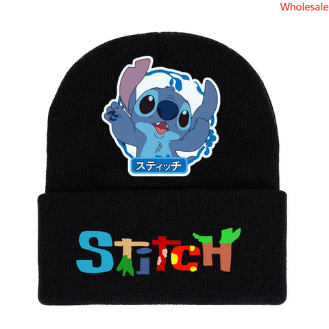 Star Baby Stitchy Print Knitted Hat Print Hip Hop Beanie Hat Hat for Men and Women Keep Warm for Autumn and Winter