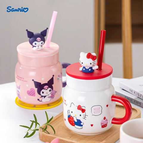 Sanrio Sanrio Hello Kitty Kuromi Cinnamoroll My Melody Straw Mug Water Cup 450ml