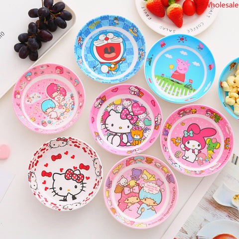 Sanrio Tableware 5-inch Snack Plate Cartoon Cute Creative Fruit Plate Anti Drop Melamine Imitation Porcelain Round Plate