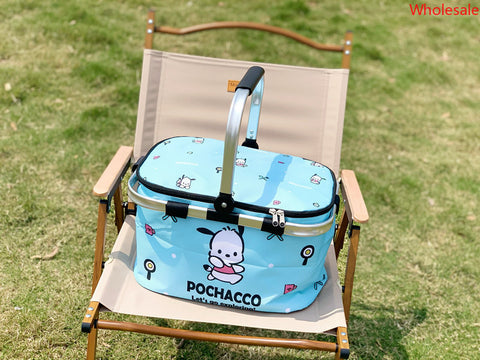 Sanrio Picnic Basket Outdoor Spring Outing Foldable Storage Basket Picnic Insulation Basket Camping Picnic Portable Basket