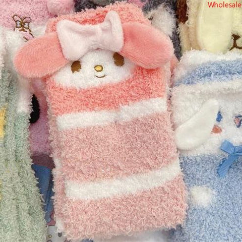 Autumn and Winter Coral Plush Socks Children's Cartoon Cute Warm Sleep Floor Socks Thickened Home Tubing Socks