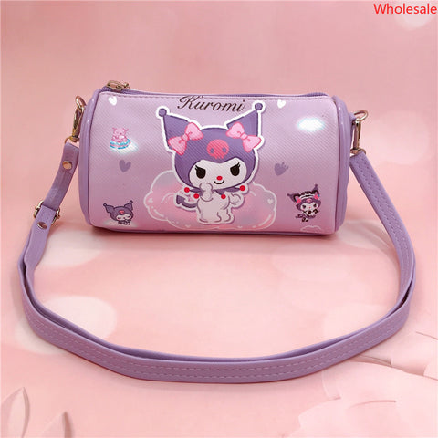 Sanrio Leather Waterproof Zippered Satchel Student Stationery Pencil Storage Children's Universal Horizontal Shoulder Roller Bag