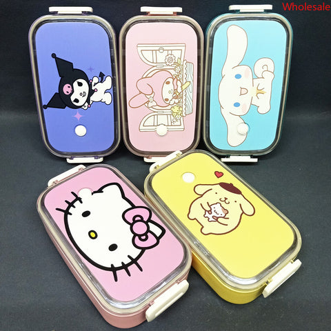 Stainless Steel Kulomi Meretti Yugui Dog Lunch Box Kids Cute Pudding Dog Kt Bento Crisper Box Meal