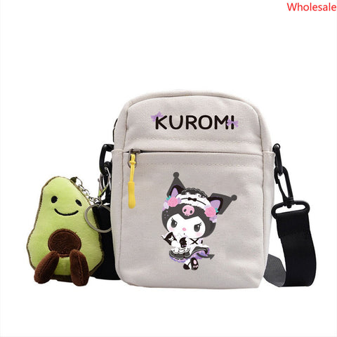 Kuromi Kuromi Backpack Anime Peripheral Diagonal Cross Bag Fashion Printed Small Square Bag Single Shoulder Diagonal Cross Men's and Women's Backpack