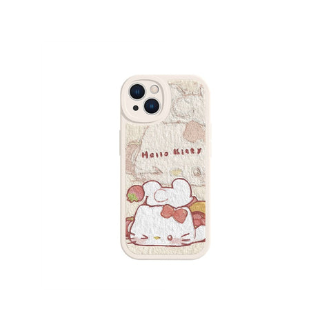 Suitable for Apple 15pro Phone Case 14 Sanrio IPhone 13 New 12pro Oil Painting Style 11pro Cat Xsmax Kuromi Xr Cute 8plus7 Sheepskin X Full Package Anti Drop 6 Sets