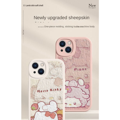 Suitable for Apple 15pro Phone Case 14 Sanrio IPhone 13 New 12pro Oil Painting Style 11pro Cat Xsmax Kuromi Xr Cute 8plus7 Sheepskin X Full Package Anti Drop 6 Sets