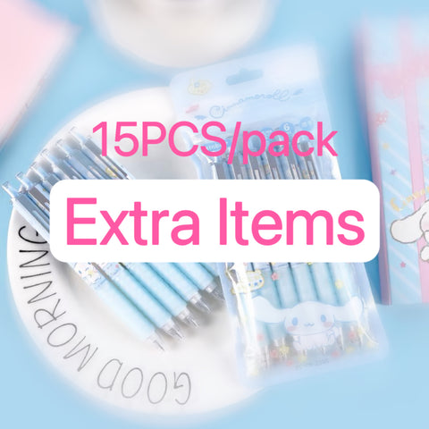 5pcs Pens + 10 Extra Items = 15pcs/pack