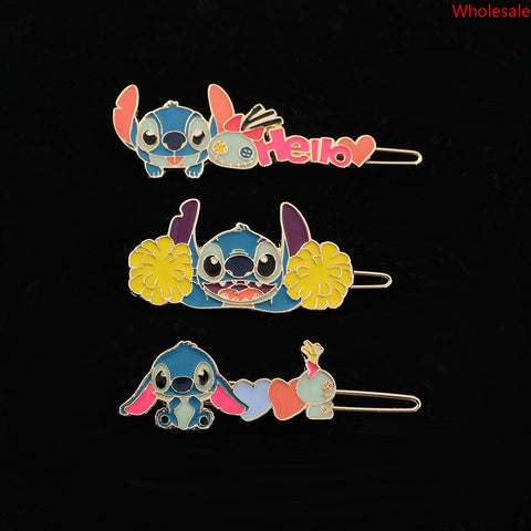 Cartoon Stitchy Hairpin Frog Buckle Metal Hollow Headwear with Sweet One Character Clip